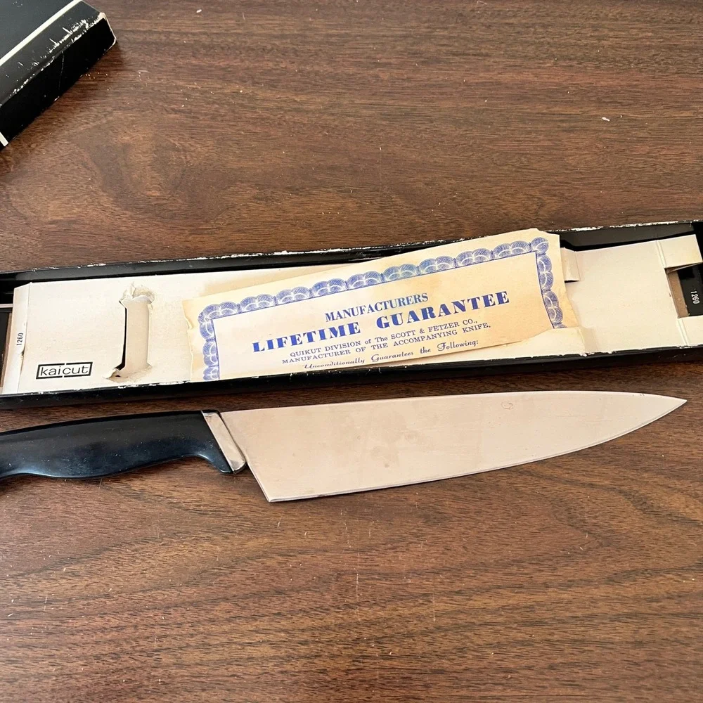 Kershaw KaiCut 1260 Chef Knife Vintage Japan Stainless Steel Black Handle 8 inch